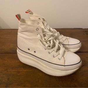 Madden Girl Winnona high top lace up sneakers shoes white rainbow pull tab 6